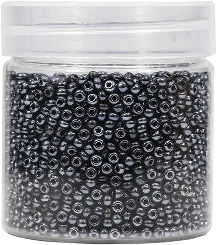 Miniatura 37 de Cuentas de semillas sueltas de color negro opaco, alrededor de 4000 piezas en caja 8/0 de vidrio para hacer joyas, agujero de 0.028 in (negro)