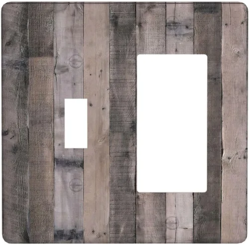 Miniatura 68 de Cubierta de Interruptor de Palanca Única de Asta de Venado de Madera de Estilo Rústico de Granja Placa Decorativa de Pared de 1 Banda Placa Frontal
