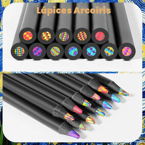 Miniatura 5 de 12 lápices de color arcoíris tamaño jumbo, suministros de arte para dibujar, hacer bocetos y colorear, regalos divertidos de Navidad para niños