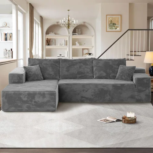 Miniatura 12 de Sofás seccionales Cloud de 96 pulgadas para sala de estar, sofá sin hueso en forma de L con cómoda silla, sofá modular con asiento profundo,