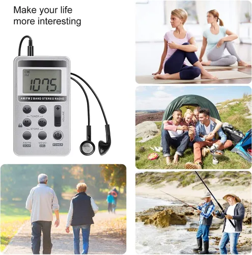 Miniatura 6 de Radio portátil AM FM, Vnaovd Digital Tuning Radio de bolsillo personal con la mejor recepción, batería recargable, auriculares estéreo, pantalla