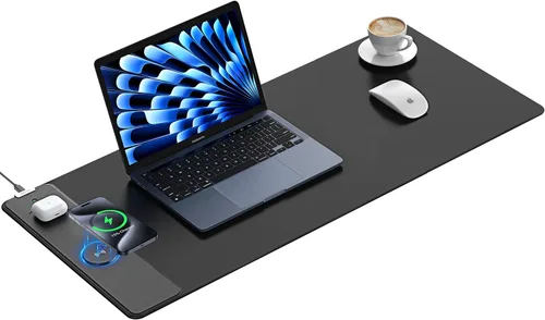 Miniatura 16 de TopMade Alfombrilla de mouse de carga inalámbrica, alfombrilla de mouse impermeable para juegos con superficie ultra suave, base antideslizante