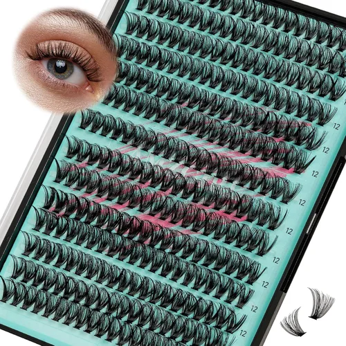 Miniatura 22 de Kit de Extensión de Pestañas, Kit de Racimos de Pestañas DIY 168Pcs con Pegamento de Unión y Sello Impermeable, Removedor de Pestañas para Kit