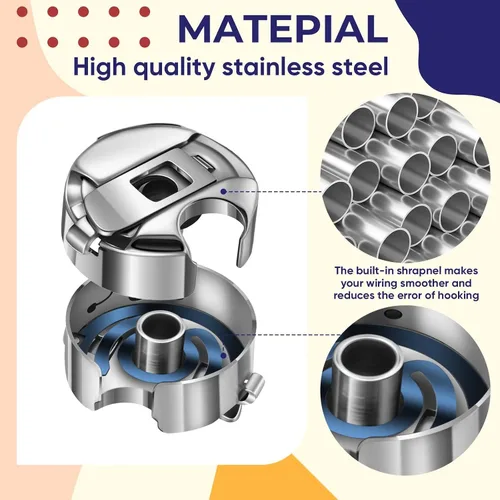 Miniatura 4 de Leifide Caja de bobina de acero inoxidable compatible con Juki Ddl-5550 Ddl-8100 Ddl-8300 Ddl-8500 Ddl-8700 Máquina de coser de una sola aguja