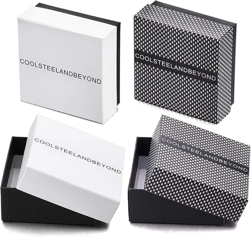 Miniatura 6 de COOLSTEELANDBEYOND Collar único con colgante de etiqueta de perro negro con incrustaciones de estrella de David de plata de acero inoxidable