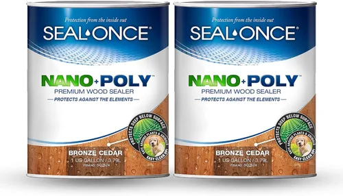 Miniatura 32 de Sellador Seal-Once Nano+Poly de madera penetrante con poliuretano, sellador impermeable de alta calidad, 1 galón, cedro bronce Sellador
