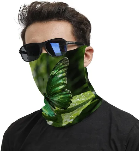 Miniatura 2 de Butterfly-Green Face Scarf Cover Ear Loop Hole,Outdoors Face Mask for Women Men Sports Yoga Running Hiking Ski Snowboard,Cooling Neck Shield Scarf