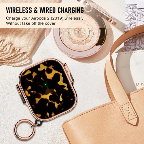 Miniatura 6 de Maxjoy para Funda Linda de AirPods 2 (2019) con Bloqueo de Seguridad, Compatible con Funda de AirPod de 2ª Generación de Mármol para Mujeres