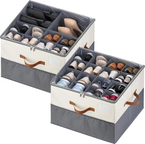 Miniatura 9 de Organizador de zapatos para armario, 1 paquete contenedor de almacenamiento de zapatos con divisores ajustables, organizador de almacenamiento