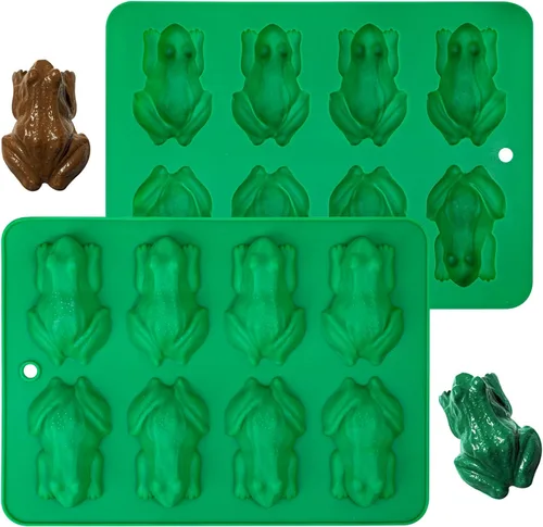 Miniatura 8 de Webake Molde de caramelo de rana de chocolate, paquete de 2 moldes de silicona para gelatina de rana de Pascua, bombas de grasa keto, crayones