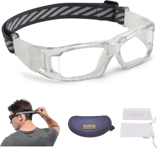 Miniatura 11 de SooGree Gafas deportivas para niños, gafas protectoras, gafas de seguridad ocular, reemplazables a lentes graduadas de 8 a 16 años Marco negro rojo