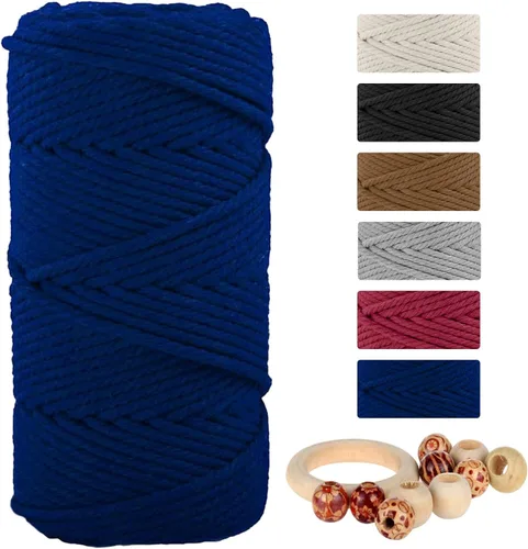 Miniatura 29 de Cordón de algodón macramé 5mmx109 yardas 4 hebras, Munzong Natural hecho a mano 4 cuerdas de algodón trenzadas para colgar en la pared, tejido