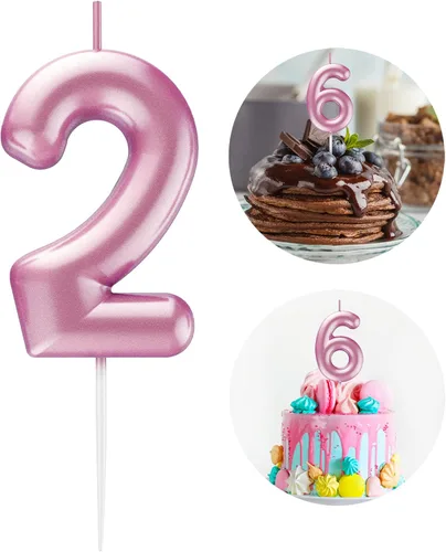 Miniatura 105 de Velas número 2 arcoíris con número 3D de feliz cumpleaños para decoración de fiesta de pastel de cumpleaños, suministros de celebración
