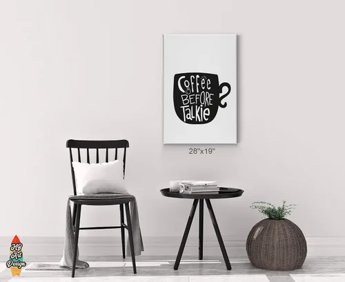 Miniatura 3 de HB Art Design Taza de café antes de talkie en blanco y negro, arte de pared, decoración de cafetería, decoración de pared de cocina, comedor