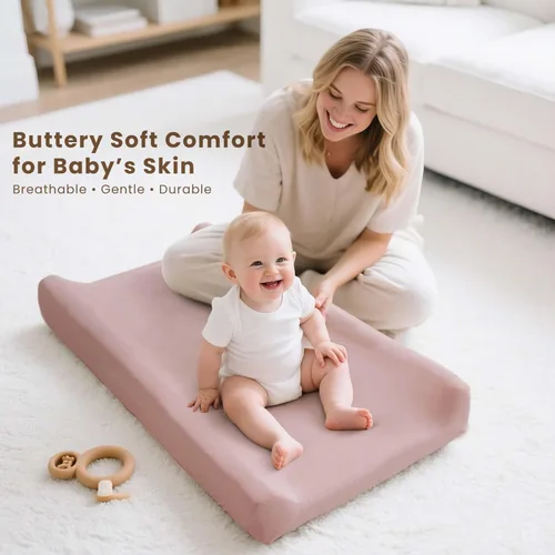 Miniatura 3 de Konssy Paquete de 3 fundas elásticas para cambiador para niña, niño, funda suave y sedosa para mesa cambiadora, sábanas transpirables para cambiador