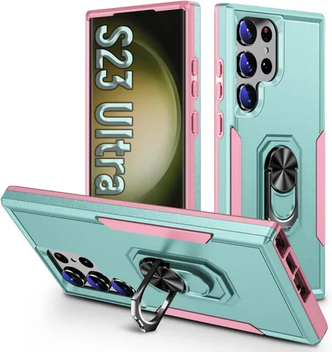Miniatura 29 de Funda protectora diseñada para Galaxy S23 con soporte, a prueba de caídas militares, a prueba de golpes, a prueba de polvo, para Samsung S23, rosa