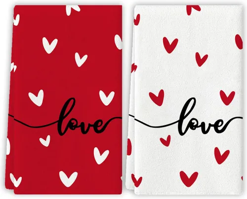 Toallas de cocina con acuarela para el día de San Valentín, paños de cocina, decoración del día de San Valentín para fiesta en casa, grande