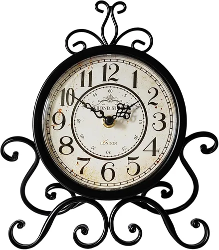 HZDHCLH Relojes de Mesa Vintage para Decoración de Sala de Estar y Dormitorio, Reloj de Estante Silencioso Decorativo de Estilo Granja Operado por