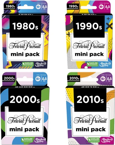Miniatura 2 de Hasbro Games Trivial Pursuit Mini Packs Multipack, divertidas preguntas de trivia para adultos y adolescentes a partir de 16 años, incluye 4