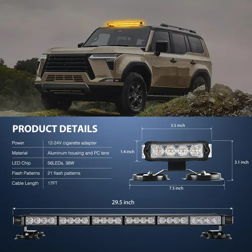 Miniatura 7 de Nilight Luces estroboscópicas de techo de 29.5 pulgadas, 56 LED, luz de peligro, advertencia de seguridad de emergencia, barra intermitente, montaje