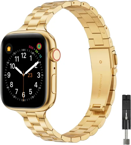 Miniatura 14 de Correa fina compatible con Apple Watch de 40mm, 38mm, 42mm, 44mm, de acero inoxidable de alta calidad de repuesto, ajustable, para iWatch Series