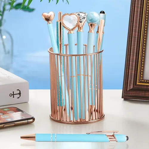 Miniatura 3 de YOXMJDB Bolígrafos elegantes para mujer, 6 piezas de bonitos bolígrafos azules de punta redonda, bolígrafo de tinta negra de 1.0 mm de punta media