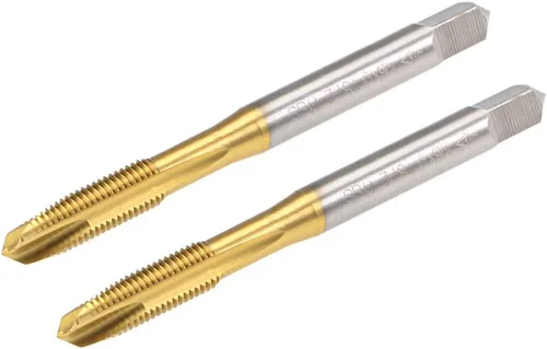 Miniatura 8 de uxcell Tapón de punta en espiral rosca M3.5 x 0.6, rosca H2 3 flautas, acero de alta velocidad HSS 6542, revestimiento de titanio, roscas métricas