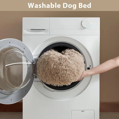 Miniatura 6 de WNPETHOME Cama calmante para perros y gatos, cama pequeña para perros con diseño de dona, de piel sintética, antiansiedad, mullida para mascotas