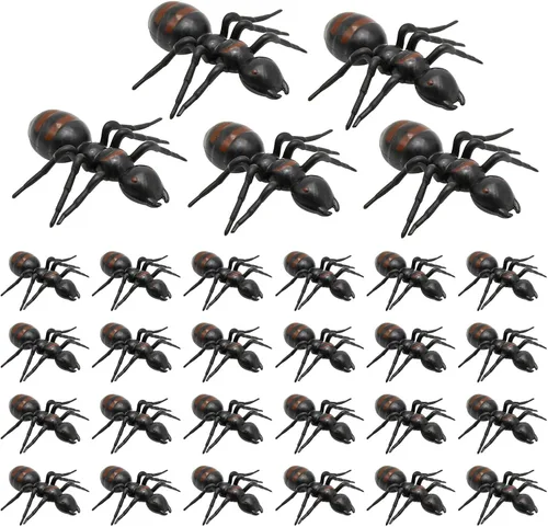 50 piezas de hormigas falsas, broma de plástico negro de hormigas realistas de Halloween, juguetes de broma para decoración de fiesta de Halloween,