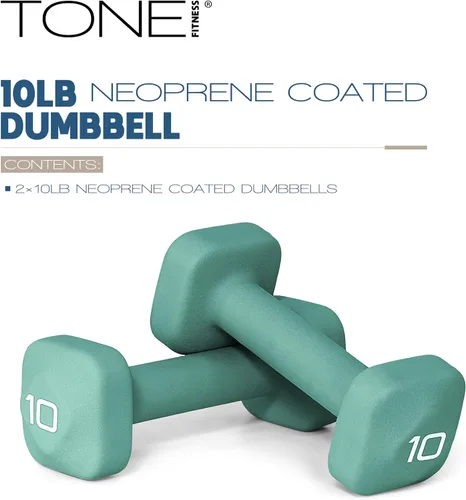 Miniatura 35 de Tone Fitness Pares de Mancuernas de Pesas de Neopreno con Cabeza Cuadrada Antirrodamiento Múltiples Opciones Azul