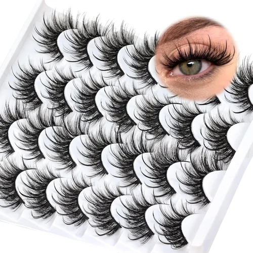 Miniatura 9 de Veleasha Pestañas postizas de visón sintético 3D, pestañas postizas esponjosas de aspecto natural, paquete de 14 pares de pestañas postizas de lujo