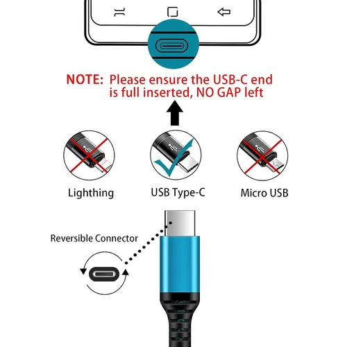 Miniatura 4 de Cable de carga tipo C, paquete de 3 cables de carga rápida de 3 pies para Samsung Galaxy A17 A16 A36 S25 Ultra S23 S21 A12 A50 Z Flip 7 FE 7 6 5 4 3