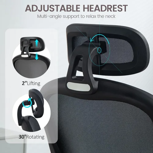 Miniatura 4 de Yilaywain - Silla ergonómica de oficina, silla de escritorio para oficina en casa con reposacabezas ajustable, silla de computadora de respaldo alto