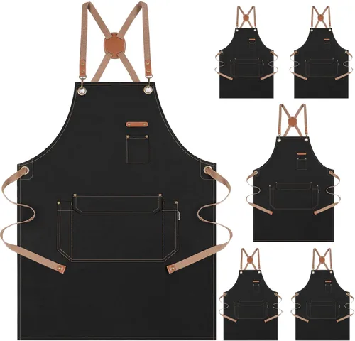 Miniatura 12 de Delantal de chef para hombres y mujeres con paquete de regalo, delantal de espalda cruzada con bolsillos para cocina, horneado, artista, pintura