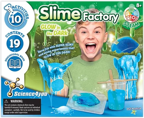 PlayMonster Science4you - Slime Factory - Crea slime que brilla en la oscuridad - Actividad divertida y educativa para niños a partir de 8 años