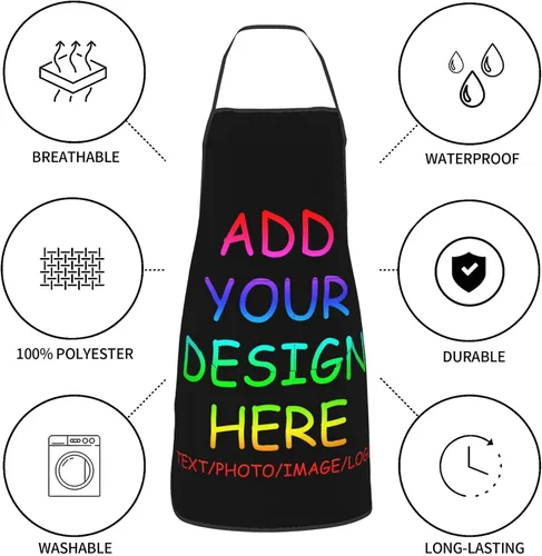 Miniatura 6 de Personalized Aprons For Women Men Custom Apron With Pockets Picture Text Logo