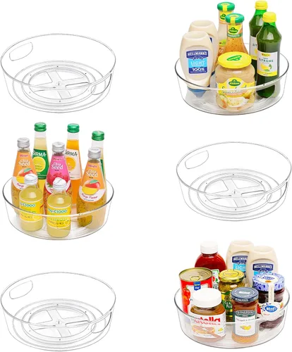 Miniatura 8 de GUZON Paquete de 4 Organizadores Lazy Susan, Mesa Giratoria Lazy Susan Transparente de 9 Pulgadas para Gabinete, Estante Giratorio de Especias