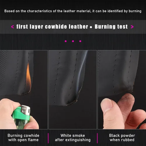 Miniatura 6 de Ziciner - Funda de cuero genuino para volante, transpirable, antideslizante, protector de volante de automóvil para un diámetro máximo de 15 Negro