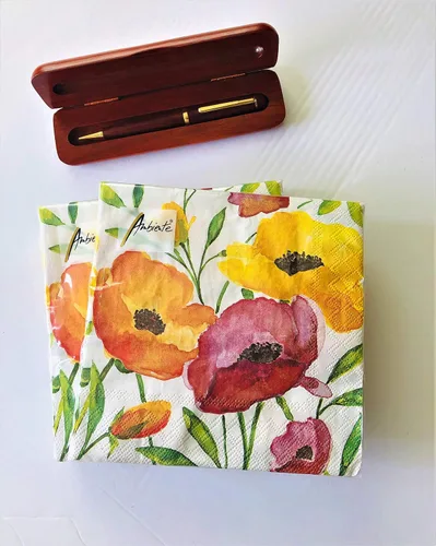 Miniatura 7 de 20 servilletas decorativas de 13 x 13 pulgadas para decoupage, servilletas de amapola naranja, servilletas florales para el día de la madre