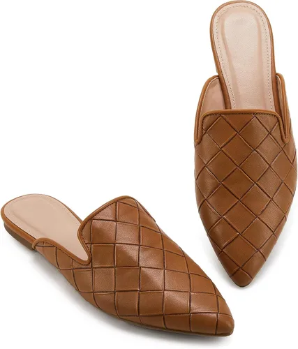 Miniatura 2 de Sandalias planas trenzadas con punta puntiaguda para mujer, sin espalda, tacón bajo, con corte casual