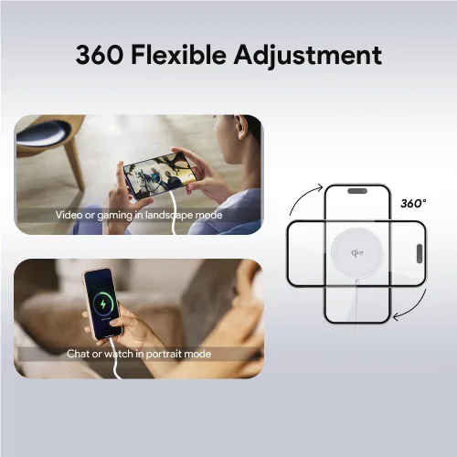 Miniatura 2 de Minthouz Cargador inalámbrico magnético rápido de 15 W, almohadilla de carga segura Mag compatible con iPhone 17 Pro Max/17 Pro/17, iPhone Plateado