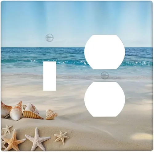Miniatura 30 de Cubierta de placa de pared con palmera verde de planta tropical, cubierta de interruptor de luz de 1 cuadrilla, hojas de plátano, flores rosas
