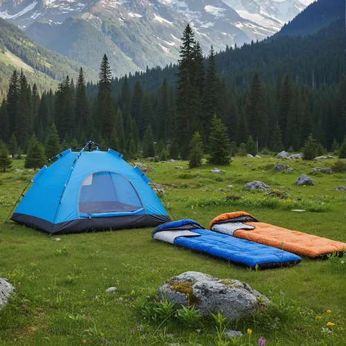 Miniatura 6 de Tudomro Juego de 3 piezas para acampar al aire libre, incluye 2 sacos de dormir para adultos y niños, 1 tienda de campaña de playa, refugio solar