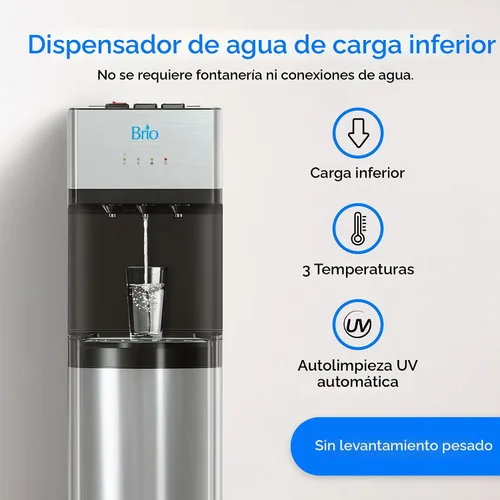 Miniatura 2 de Brio - Dispensador de agua con refrigerador, de carga inferior, con autolimpieza, edición limitada, 3 ajustes de temperatura, agua caliente, fría