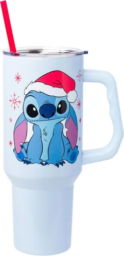 Miniatura 44 de Silver Buffalo Disney Lilo and Stitch Aloha - Vaso de acero inoxidable de doble pared con asa y pajilla, se adapta al portavasos estándar, 40 onzas