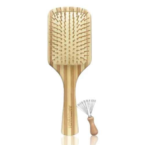 Miniatura 8 de Juego de peine de bambú para mujer, cepillo desenredante de paleta de madera para cabello grueso, fino, rizado, lacio, ondulado, fino, diente ancho