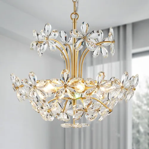 Miniatura 12 de WUZUPS Candelabro colgante de cristal con 5 luces, lámpara de techo moderna para dormitorio, pasillo, bar, cocina, baño, 20.3 pulgadas de alto