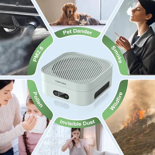 Miniatura 4 de H13 Purificadores de aire para el hogar, 600 pies cuadrados, purificador de aire True HEPA con cable USB para mascotas, polvo, caspa, polen, olor