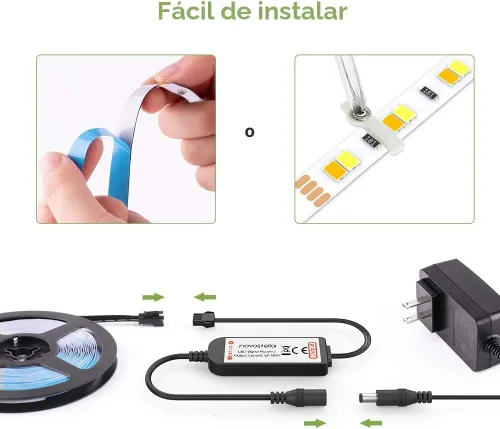 Miniatura 8 de NOVOSTELLA Kit de tira de luces LED blancas sintonizables de 20 pies, regulable, 3000K-6500K, 24V, cinta de luces LED con control remoto, cuerda