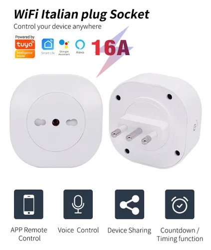 Miniatura 2 de Enchufe inteligente Wifi compatible con Alexa, Google Assistant, control de aplicación y voz, no requiere concentrador, Italia (10 A)